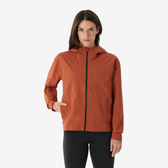 Veste de randonnée imperméable femme, MH100 marron