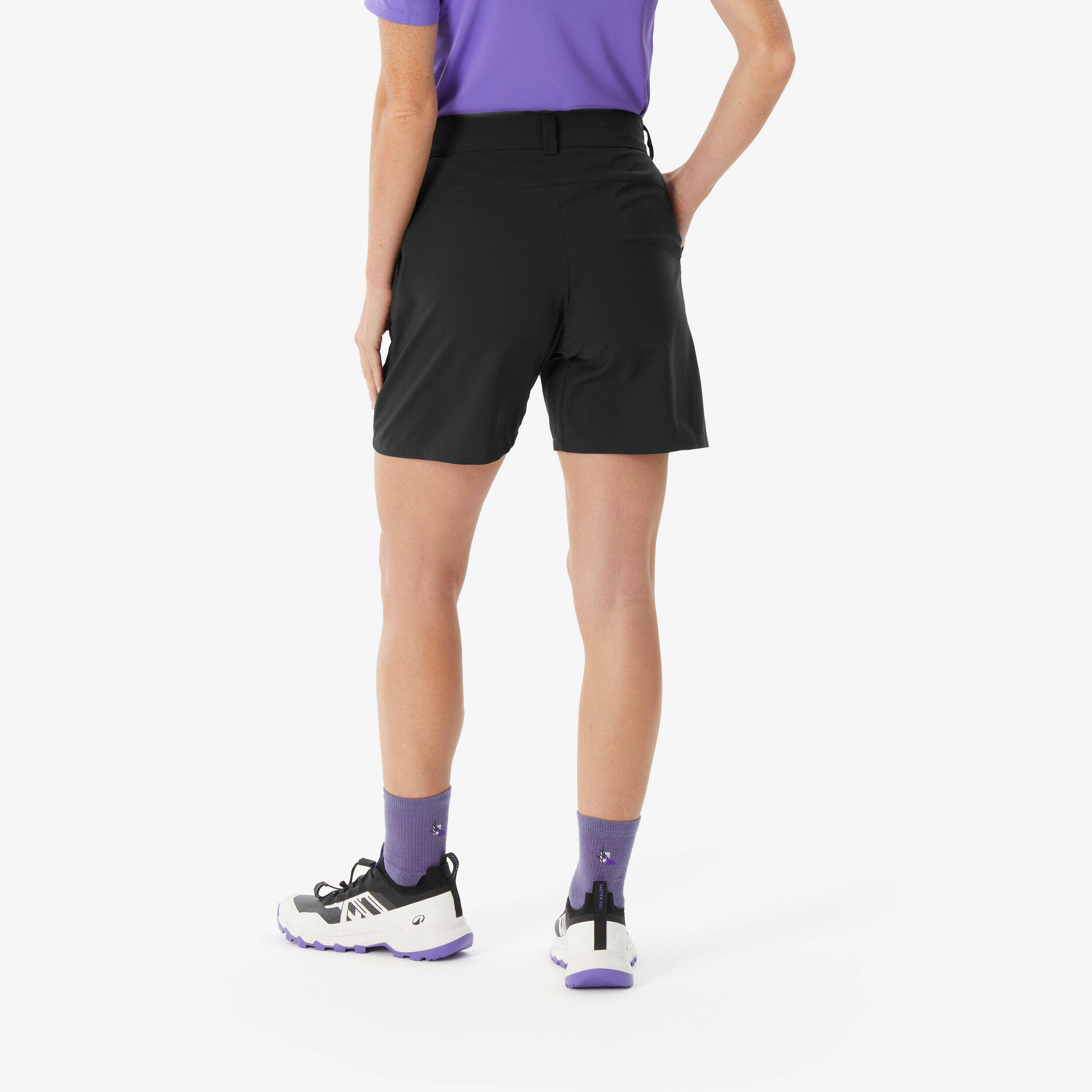 Women’s hiking shorts, MH100 - Black -  3