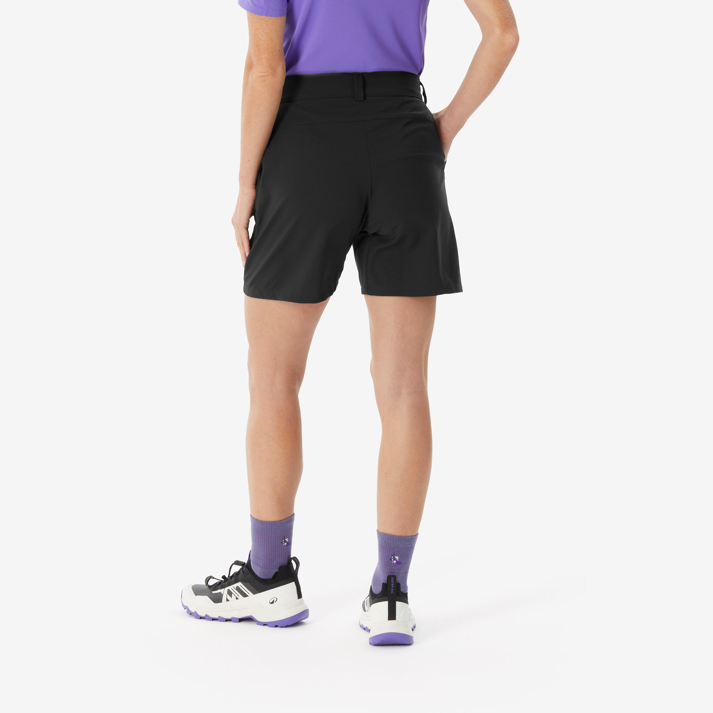 Wandelshort voor dames MH100 Essential zwart 3/4