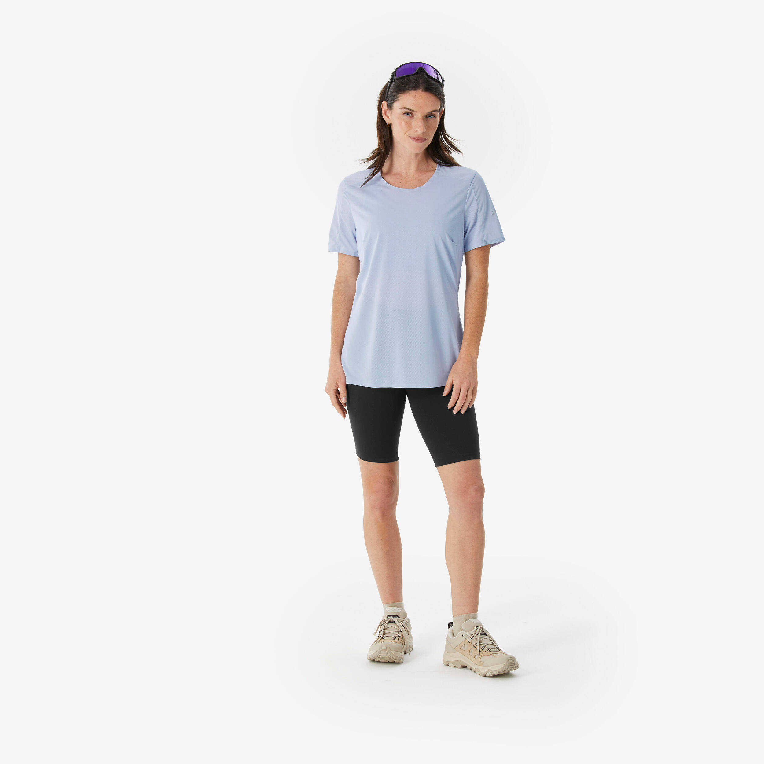 Women’s short-sleeved hiking T-shirt, MH500 - Light purple -  2