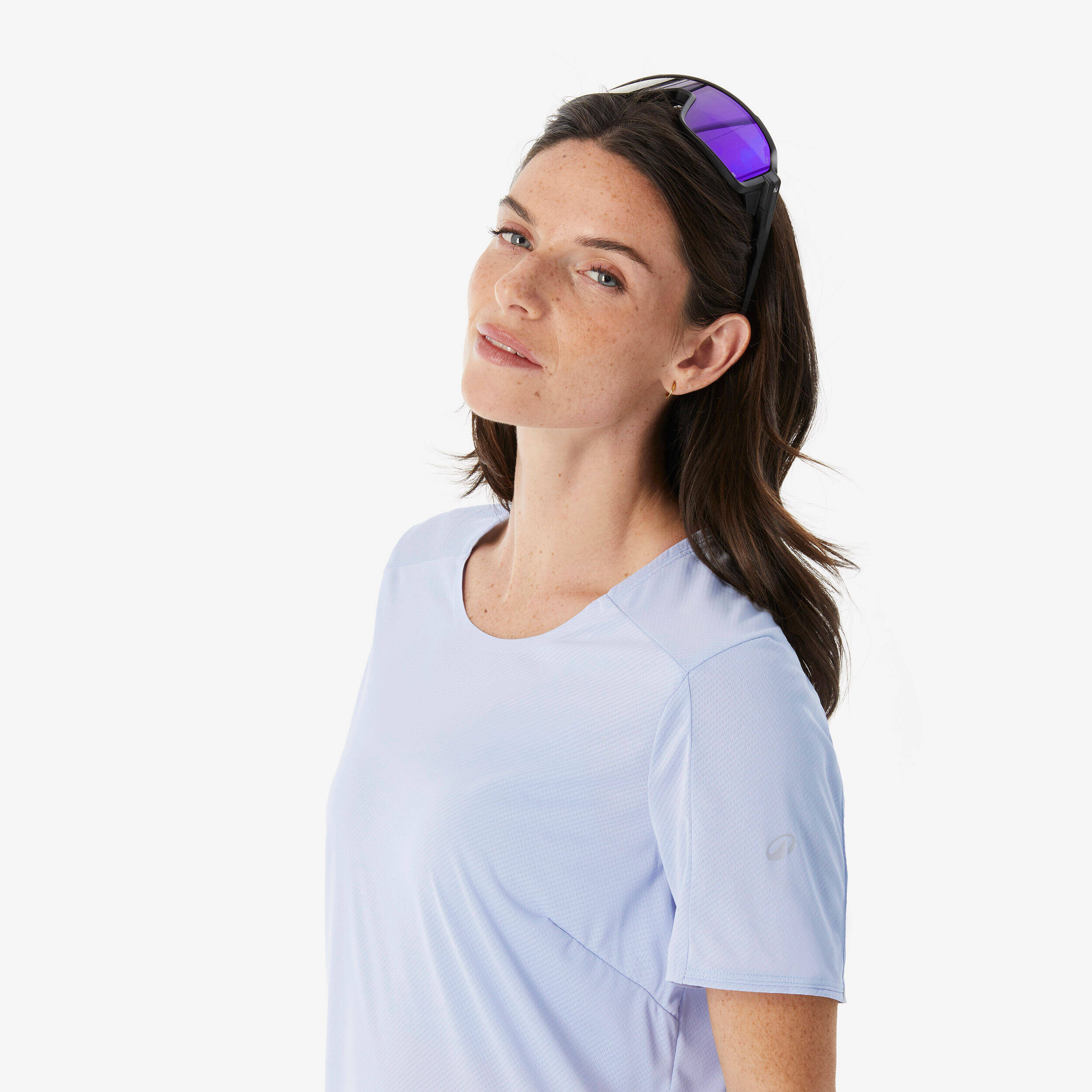 Women’s short-sleeved hiking T-shirt, MH500 - Light purple -  3