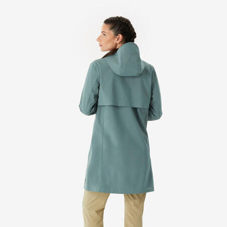 Куртка жіноча MH100 для туризму водонепроникна зелена