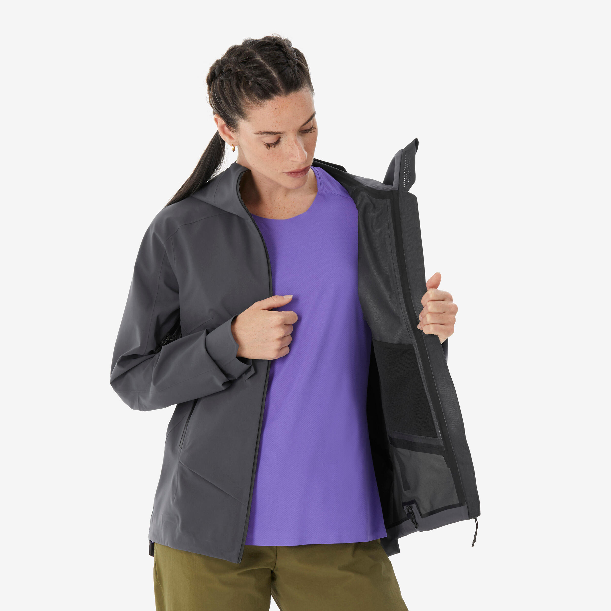 Manteau de randonnée imperméable femme, MH 900 8/20