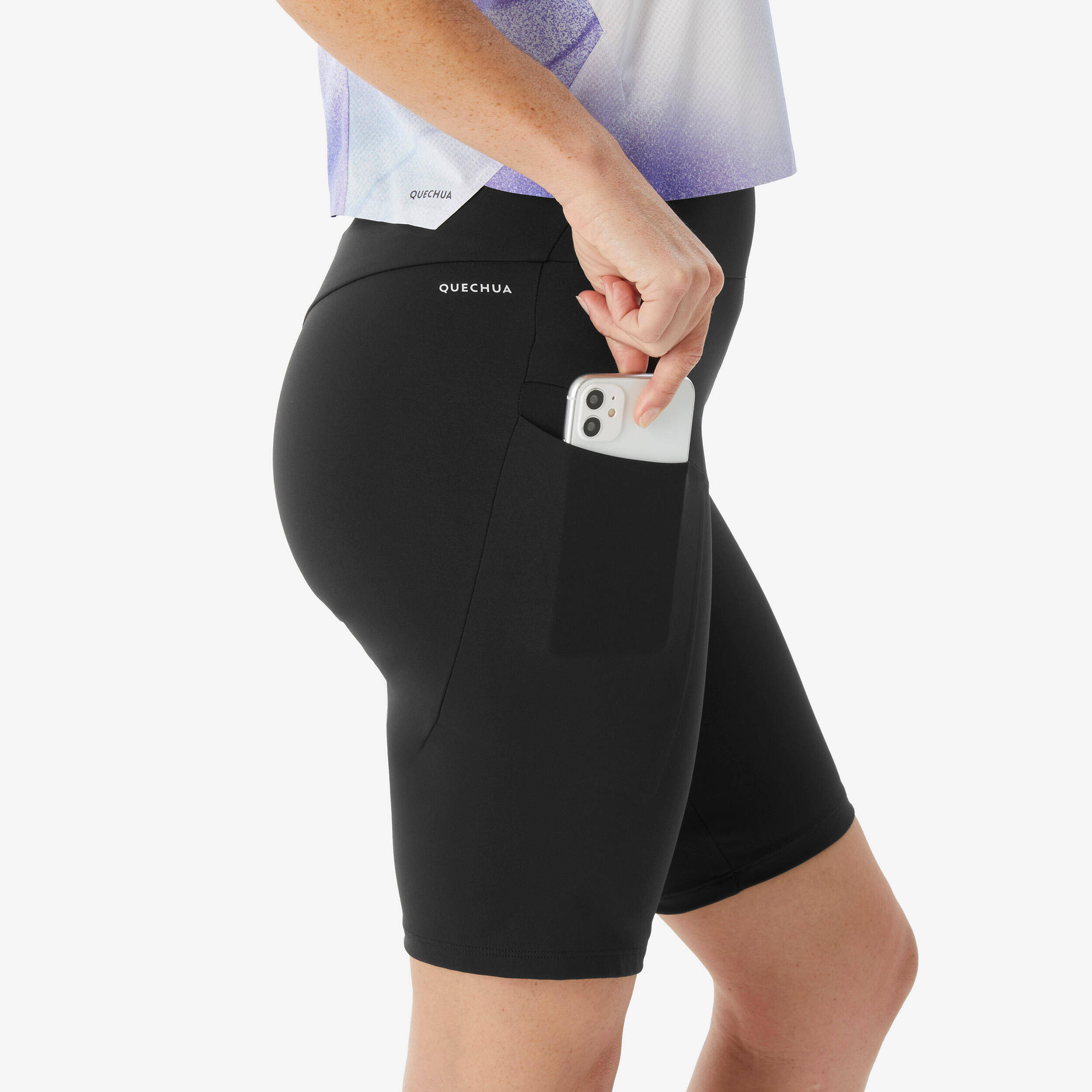 Women’s long hiking shorts, MH500 - Black -  4