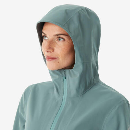 Куртка жіноча MH100 для туризму водонепроникна зелена