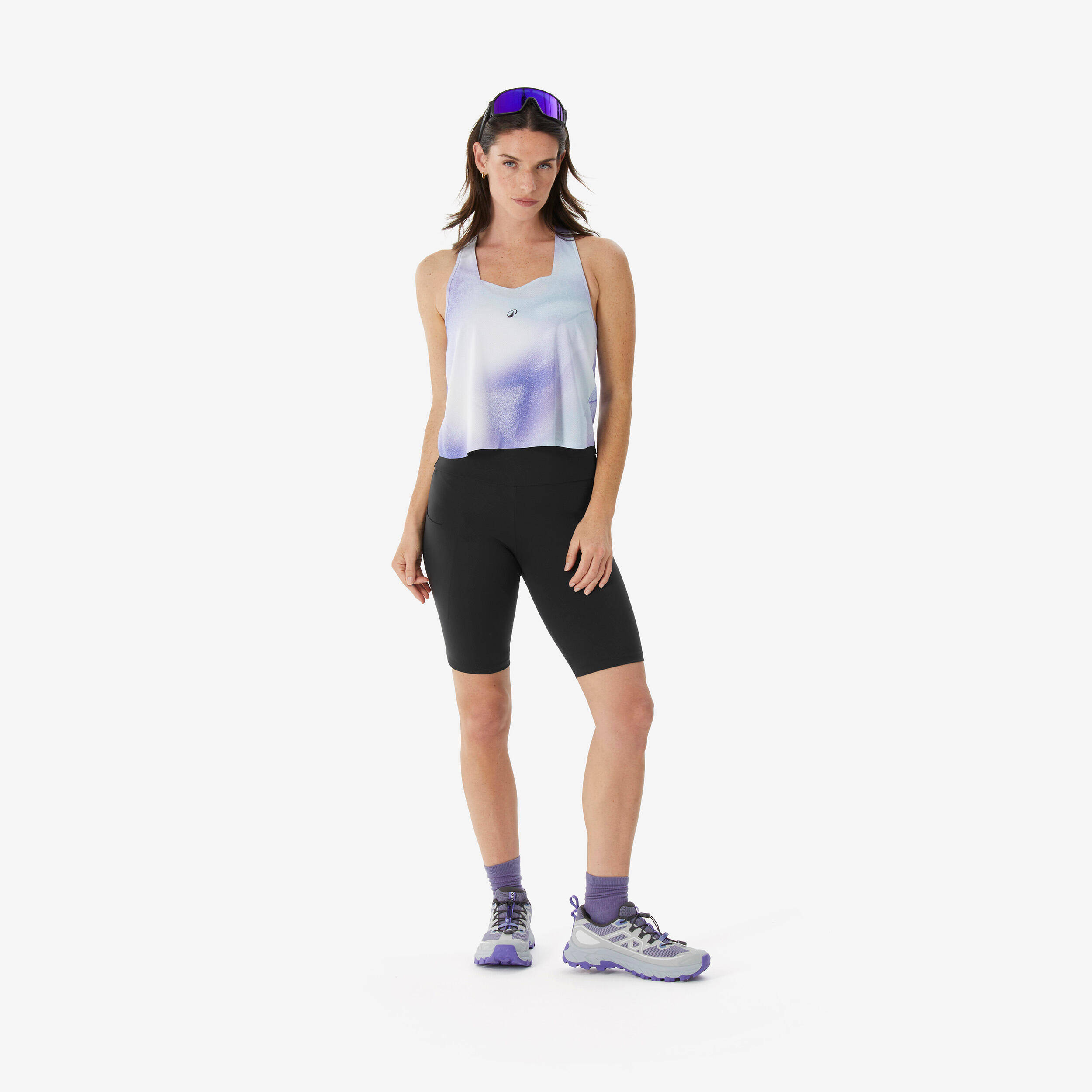 Women’s long hiking shorts, MH500 - Black -  2