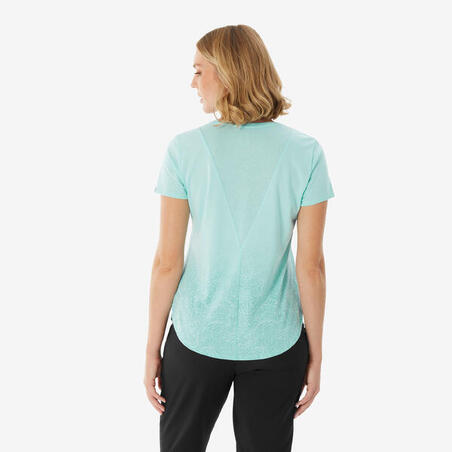 Футболка жіноча NH500 для туризму блакитна