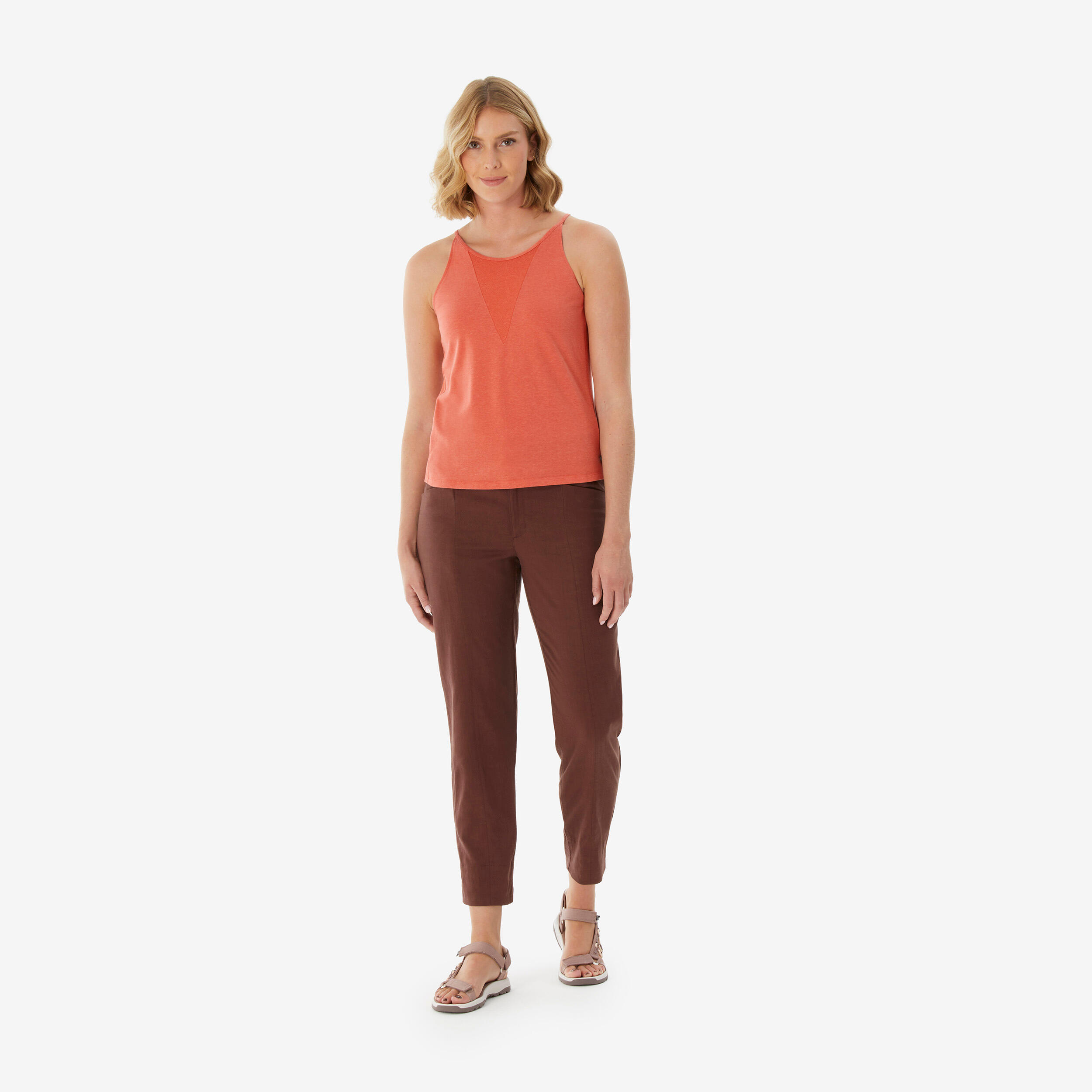 Camisola de caminhada de alças mulher, NH500 laranja 2/5