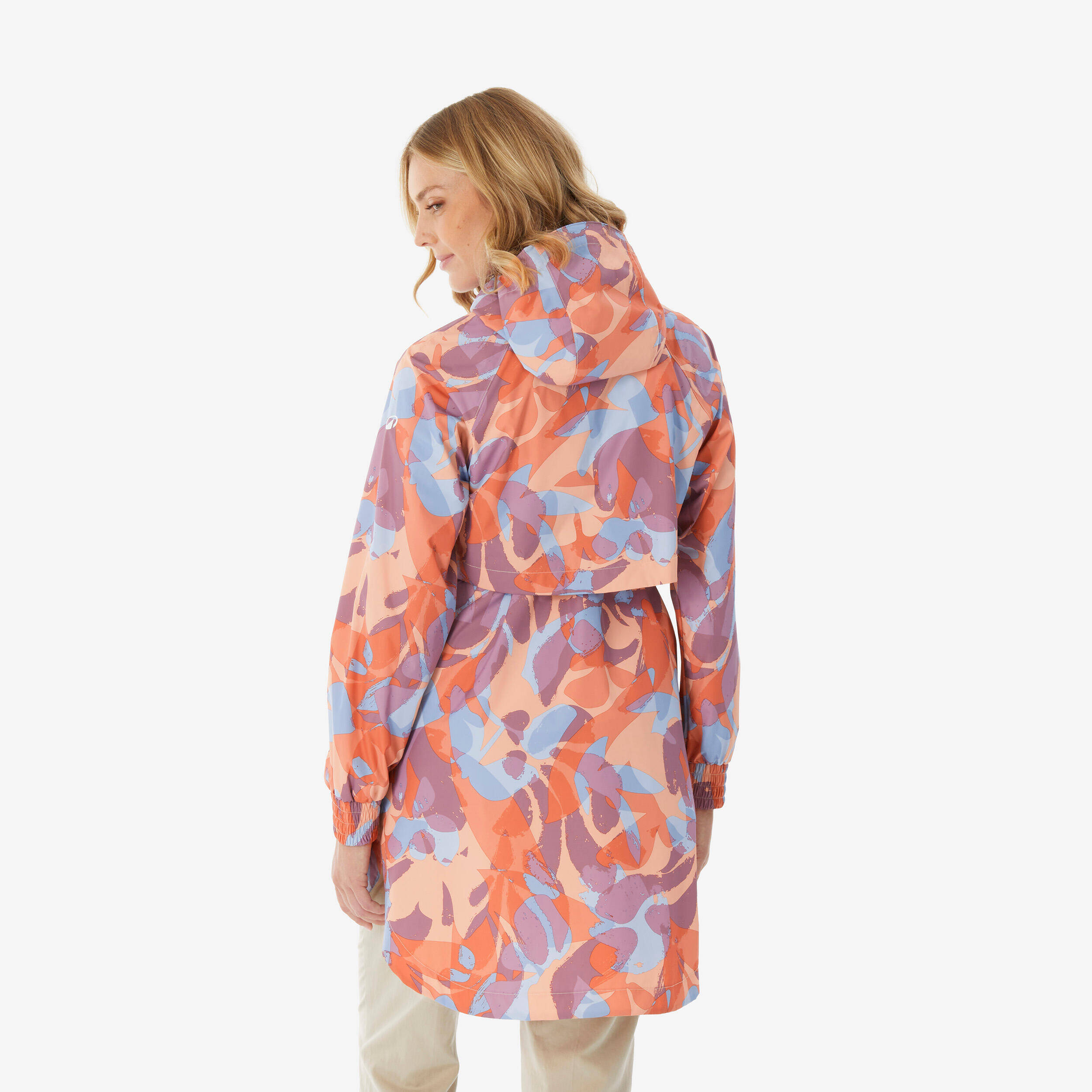 Women’s waterproof hiking jacket, Raincut Long - Orange -  4