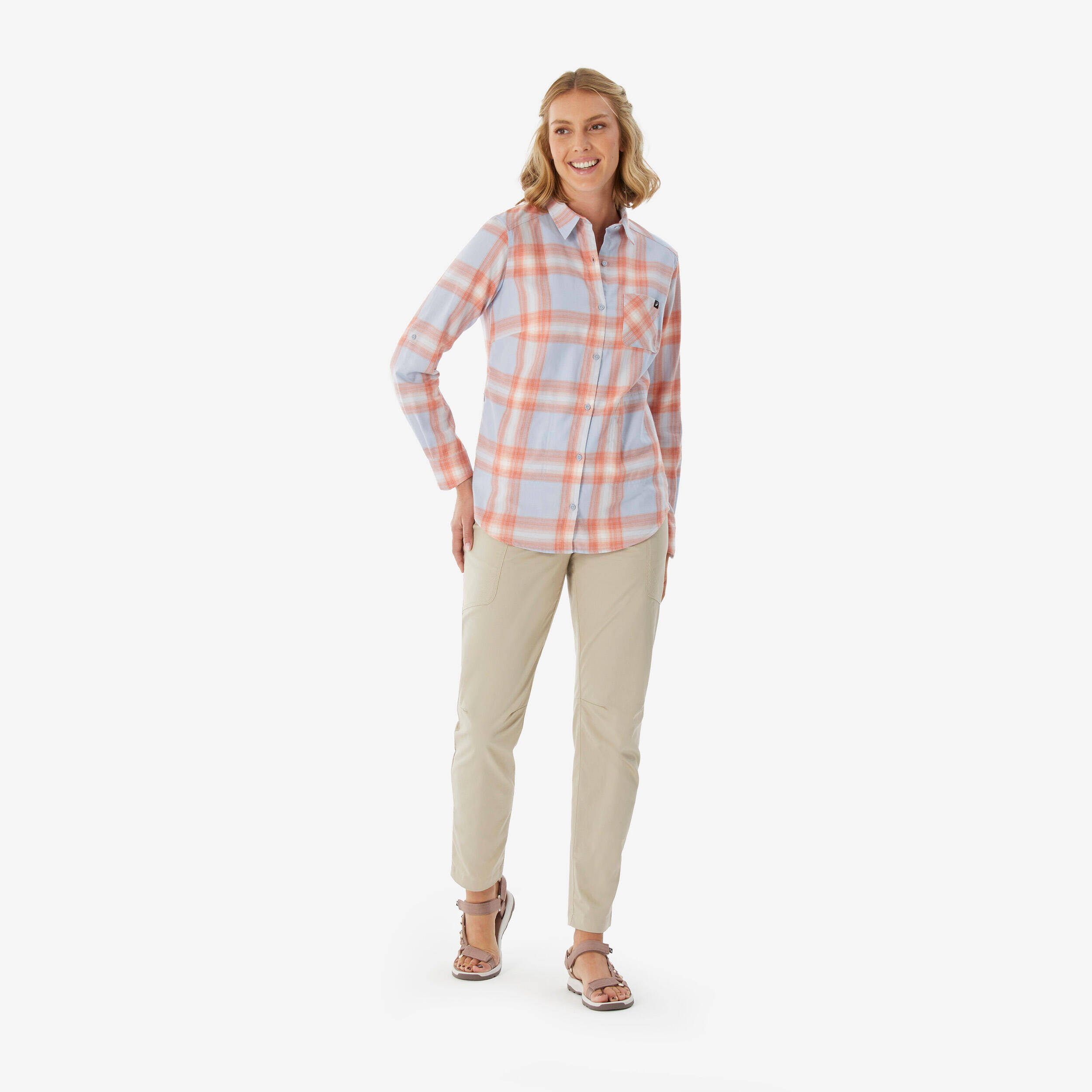 Women’s long-sleeved travel shirt, TRAVEL 100 - Purple -  4