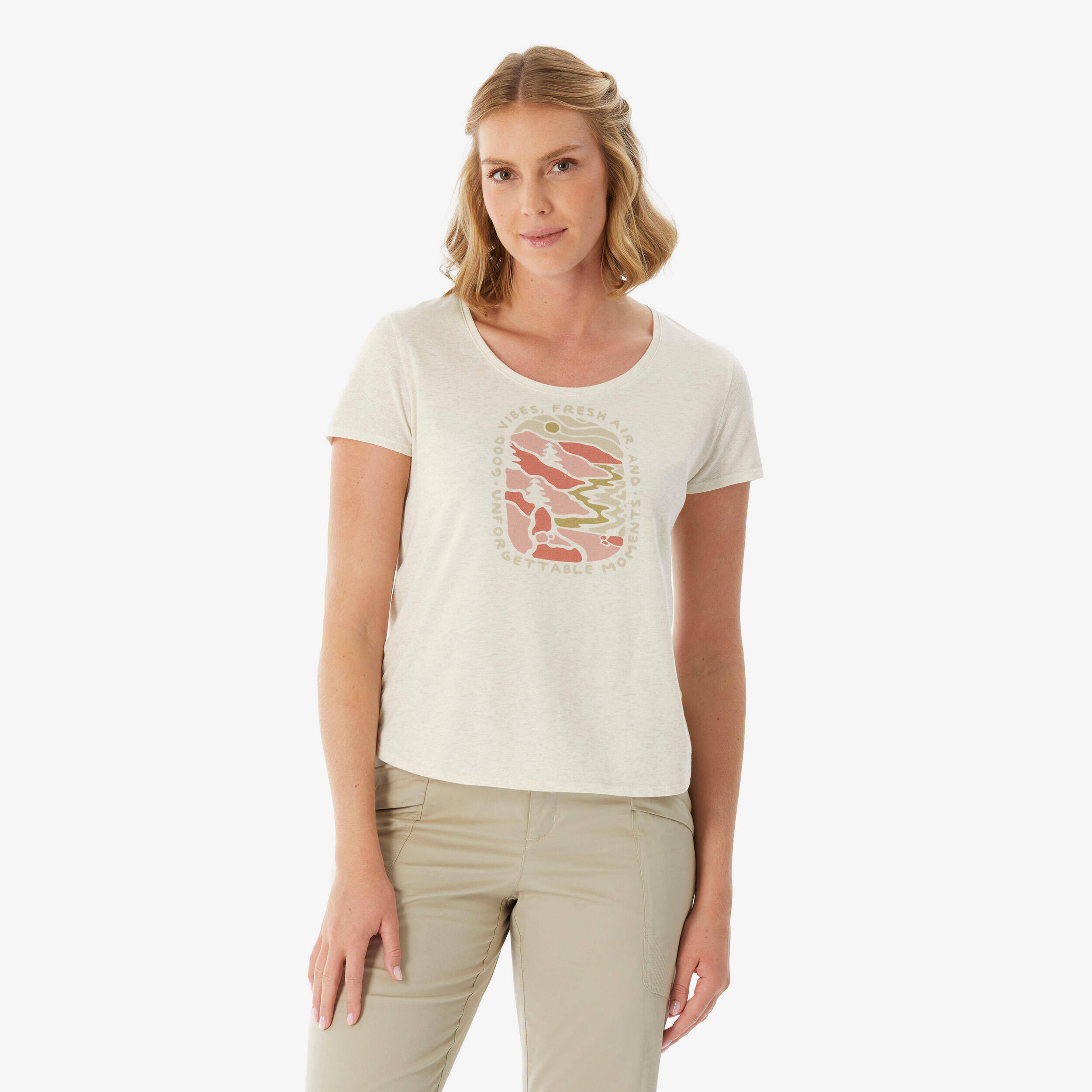 Women’s hiking T-shirt, NH500 - White -  1