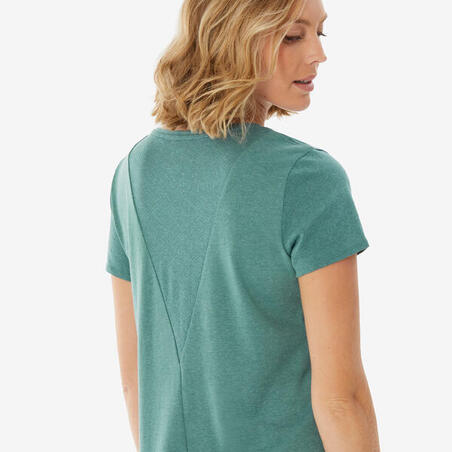 Футболка жіноча NH500 для туризму зелена