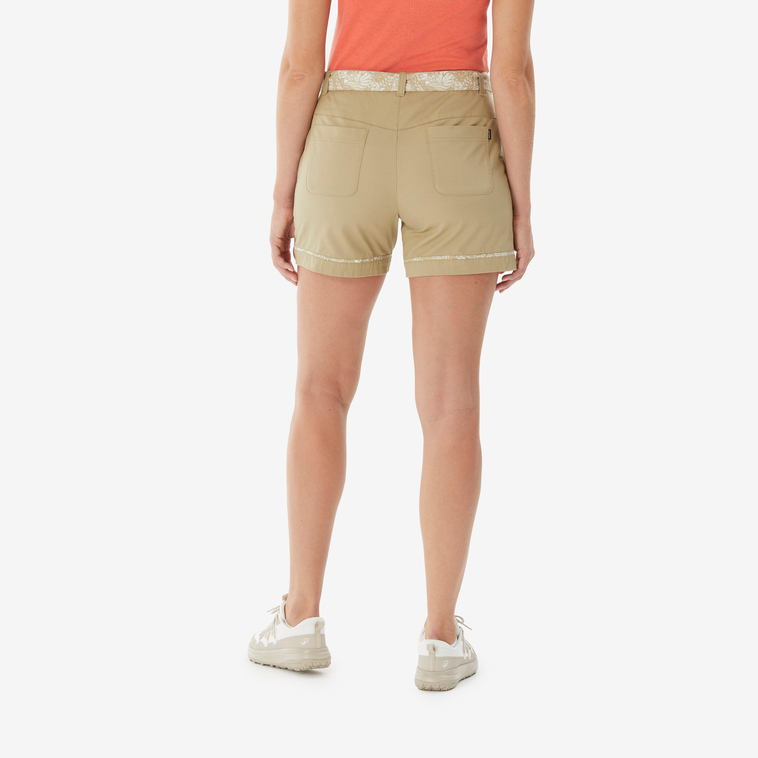 Pantalón corto de senderismo 6 bolsillos mujer, NH500 beige  3/6