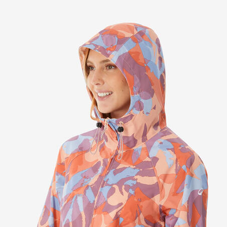 Куртка жіноча для туризму водонепроникна довга для туризму оранжева