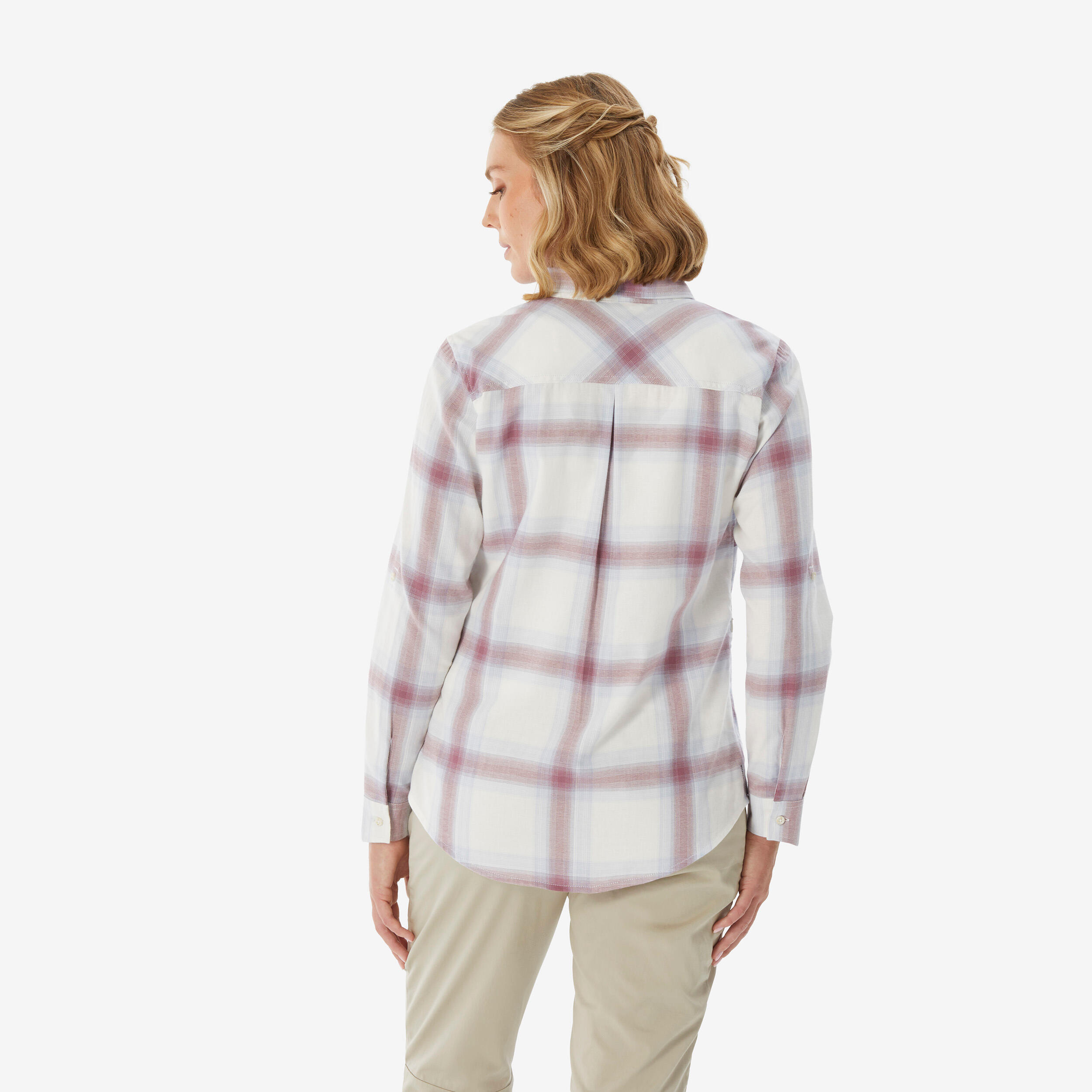 Camicia trekking donna TRAVEL 100 bianca 5/9