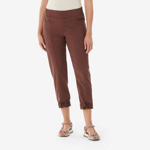 Pantalón de montaña y trekking lino Mujer Quechua NH500 marrón