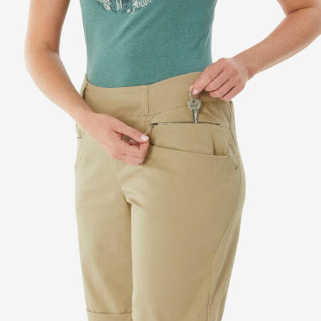 Шорти-бермуди жіночі NH500 для туризму бежеві