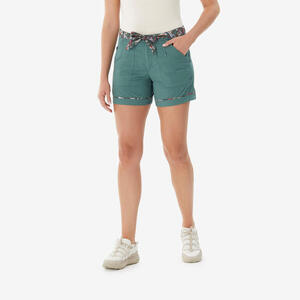 Pantalón corto de senderismo 6 bolsillos mujer, NH500 verde