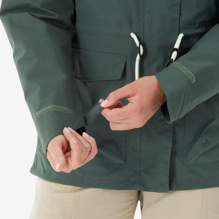 Куртка жіноча NH500 для туризму водонепроникна зелена