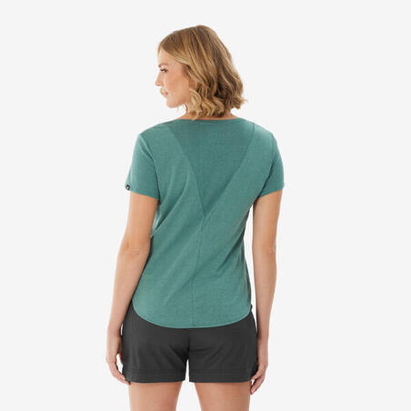 Футболка жіноча NH500 для туризму зелена