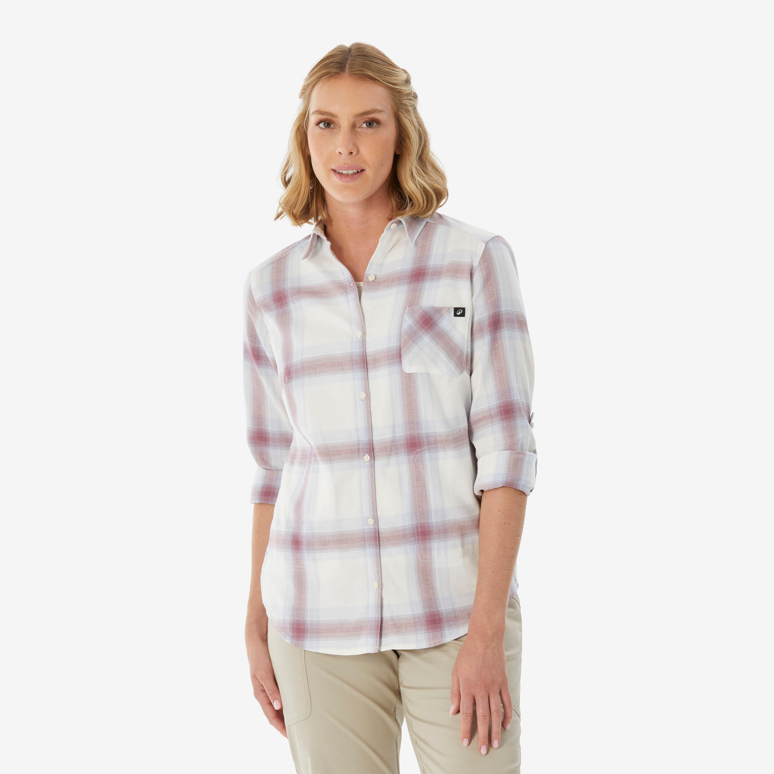 Camicia trekking donna TRAVEL 100 bianca 2/9