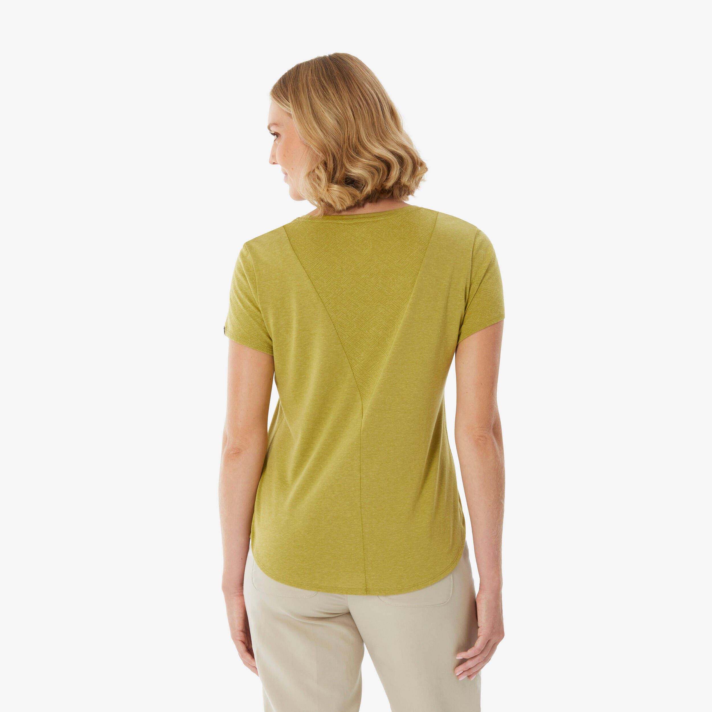 Women’s hiking T-shirt, NH500 - Khaki -  3