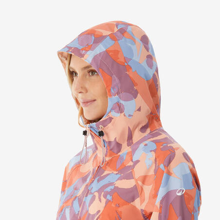 Куртка жіноча для туризму водонепроникна довга для туризму оранжева