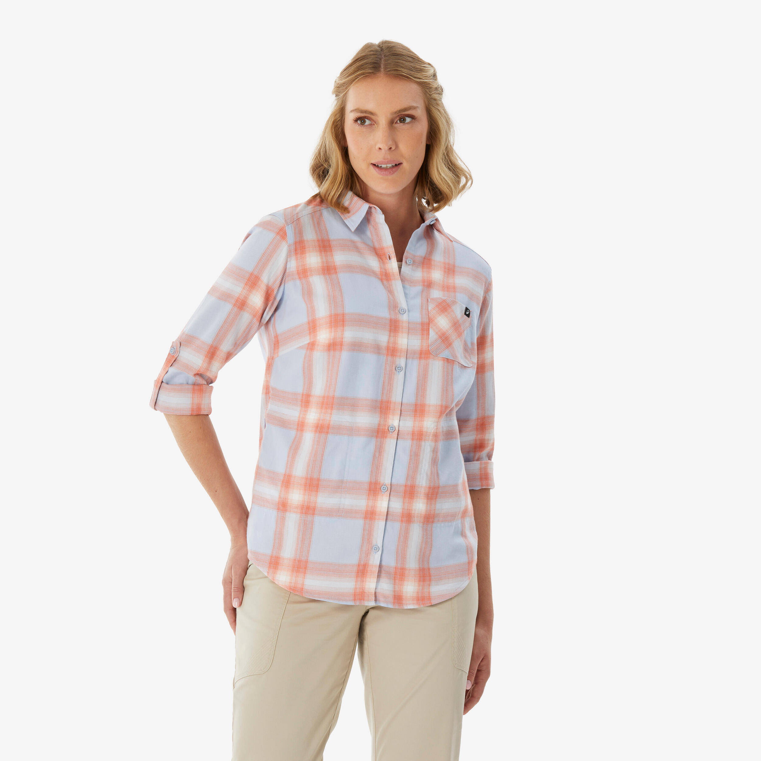 Women’s long-sleeved travel shirt, TRAVEL 100 - Purple -  2