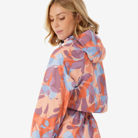 Куртка жіноча для туризму водонепроникна довга для туризму оранжева