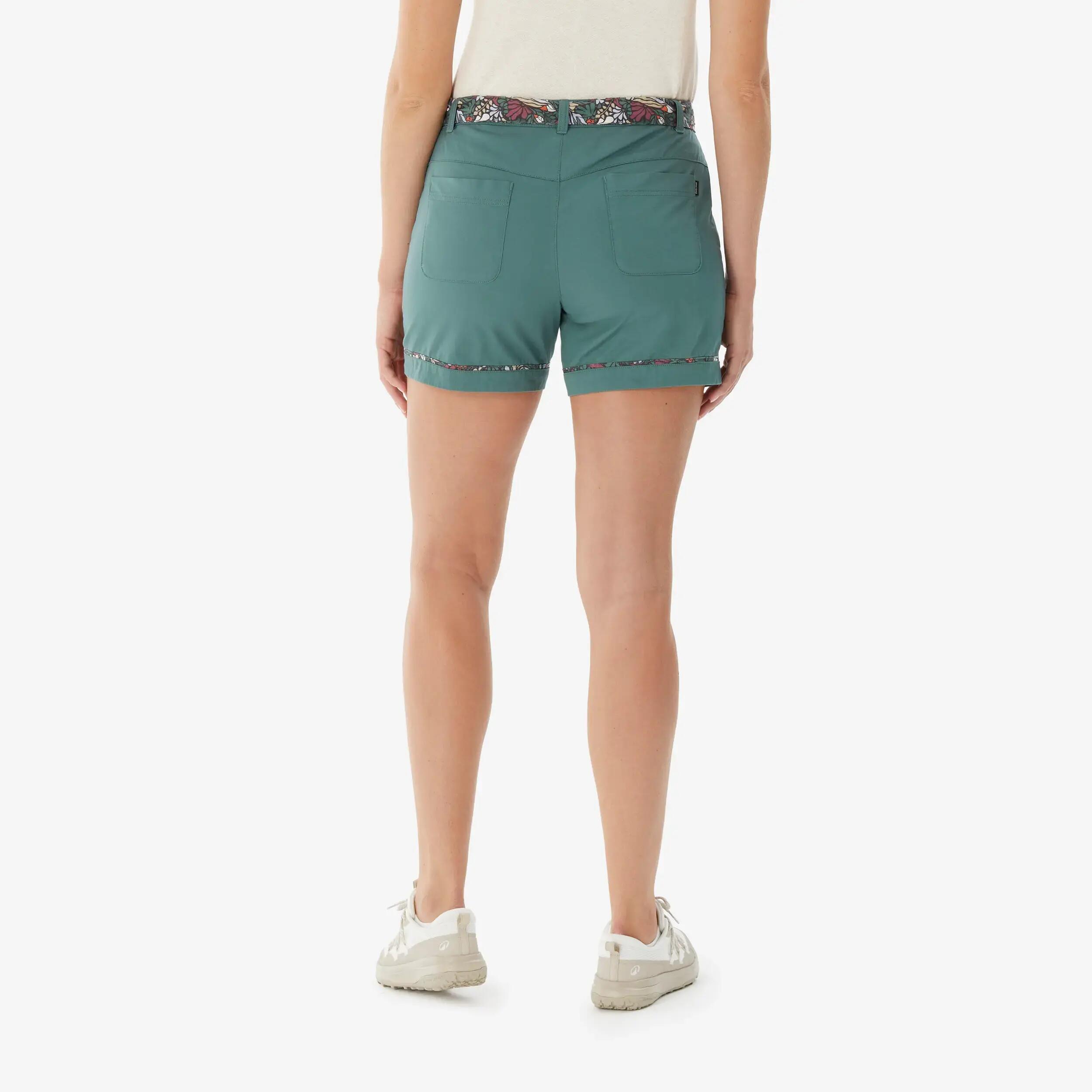 Women’s six-pocket hiking shorts NH500 - Green -  3