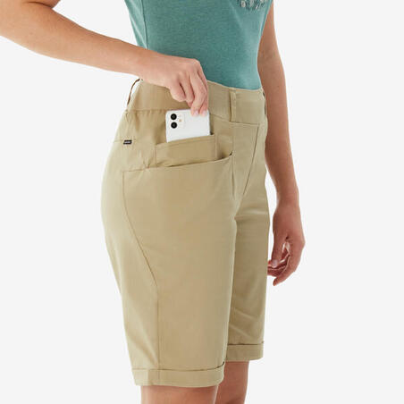 Шорти-бермуди жіночі NH500 для туризму бежеві