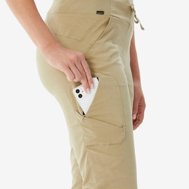 Pantalon 3/4 de drumeție NH500 Bej Damă