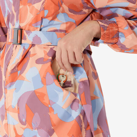 Куртка жіноча для туризму водонепроникна довга для туризму оранжева