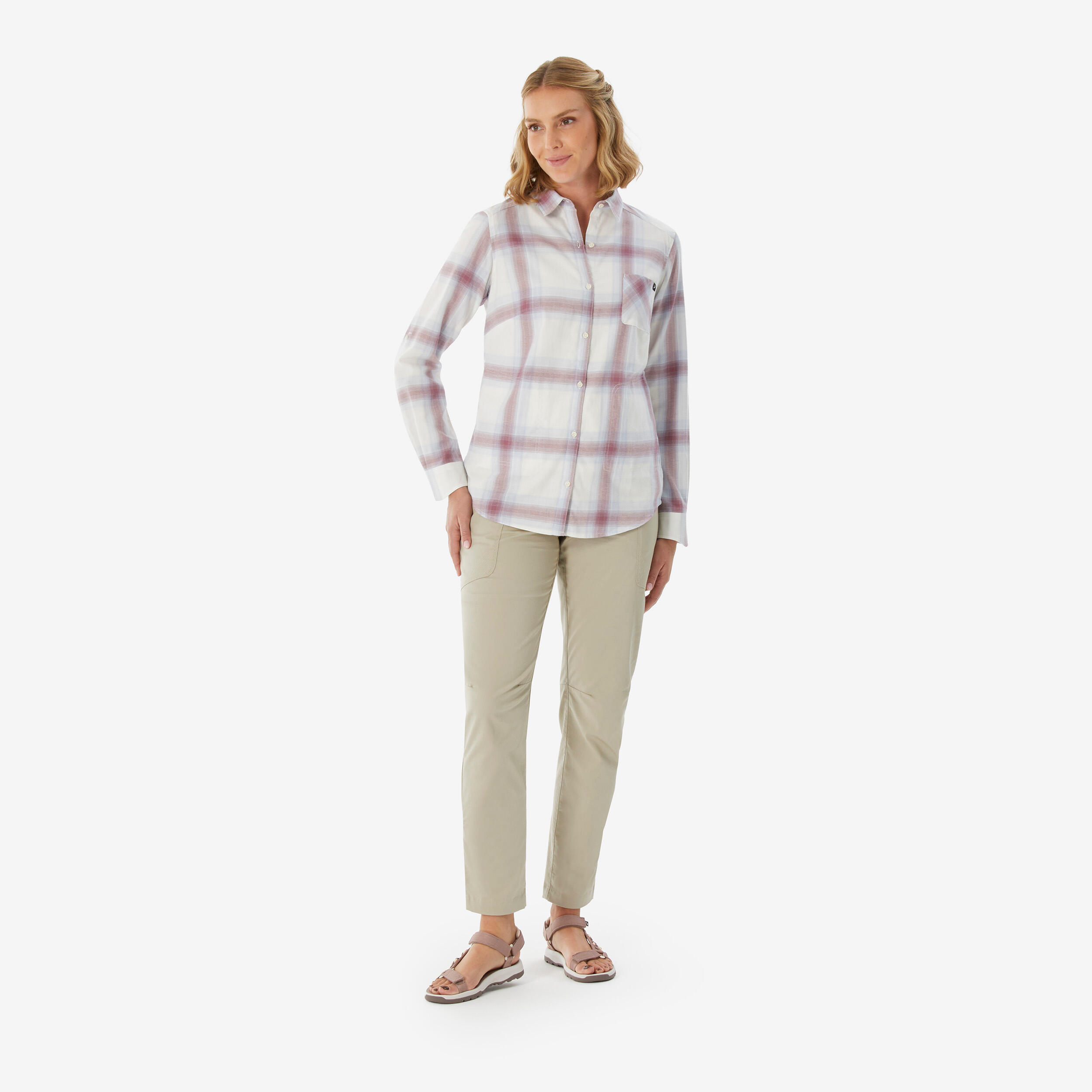 Camicia trekking donna TRAVEL 100 bianca 4/9