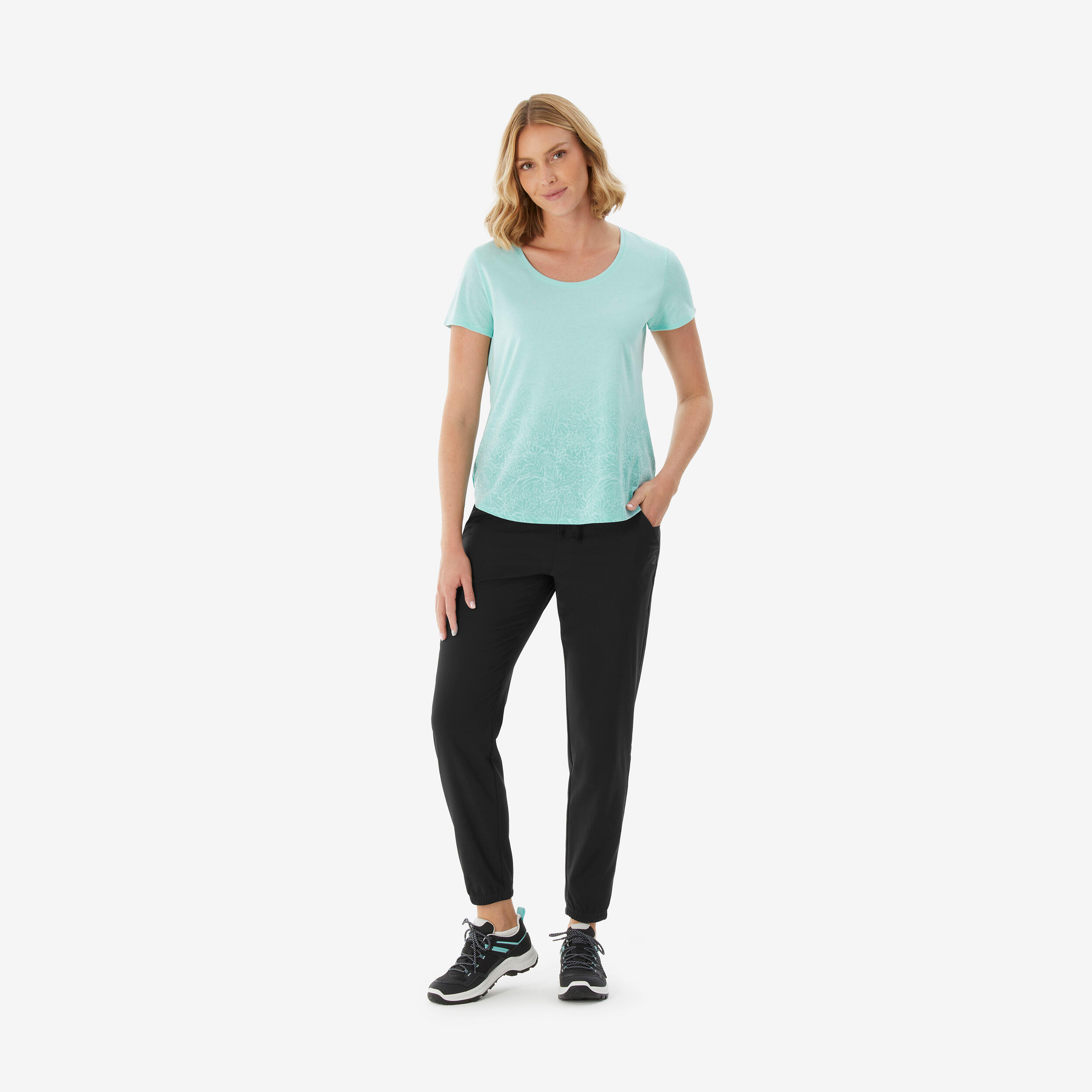 T-shirt trekking donna NH500 azzurra 2/6