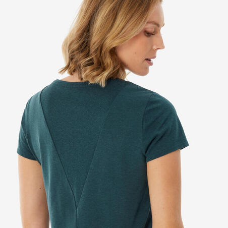 Футболка жіноча NH500 для туризму темно-зелена