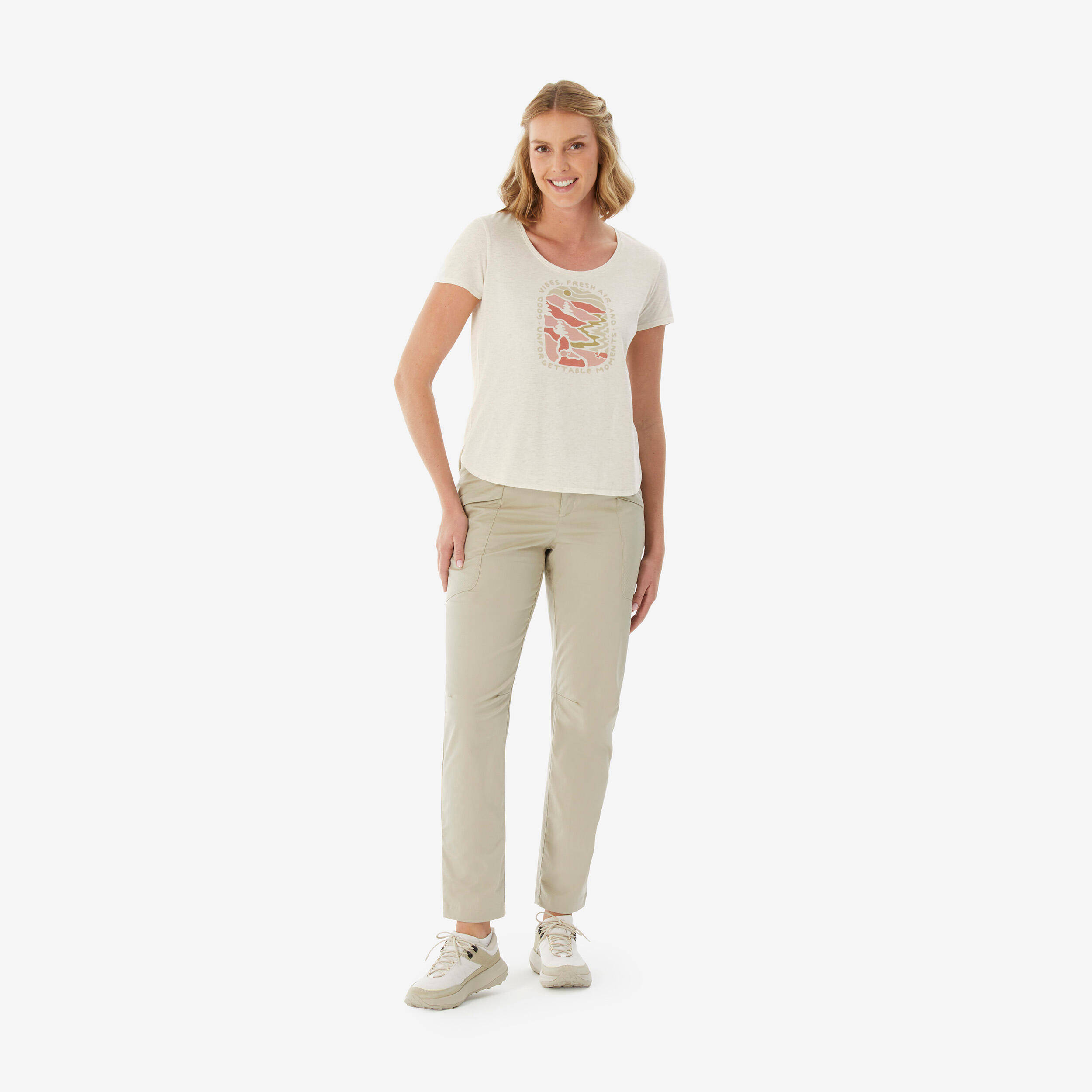 Women’s hiking T-shirt, NH500 - White -  2