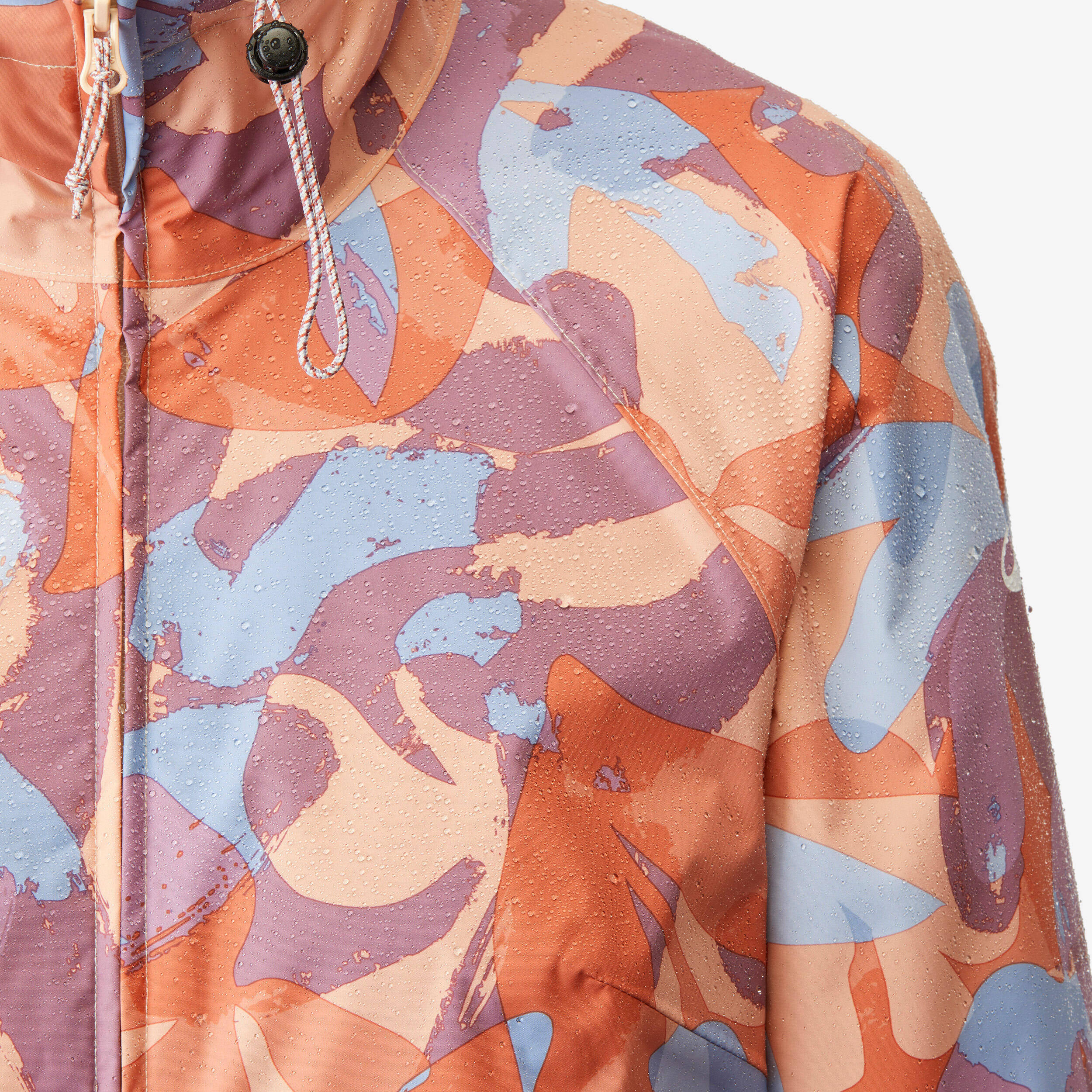 Women’s waterproof hiking jacket, Raincut Long - Orange -  3