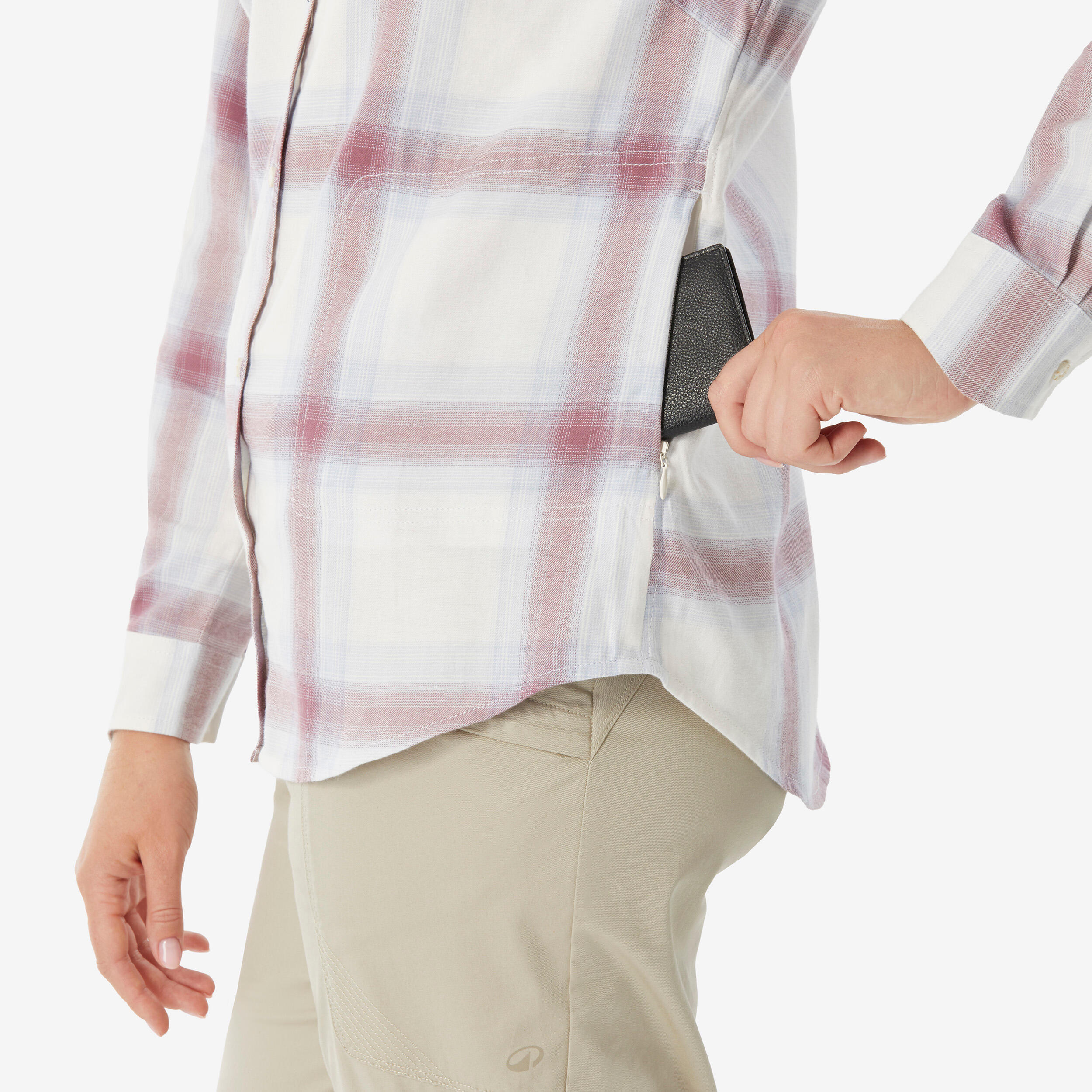 Camicia trekking donna TRAVEL 100 bianca 8/9