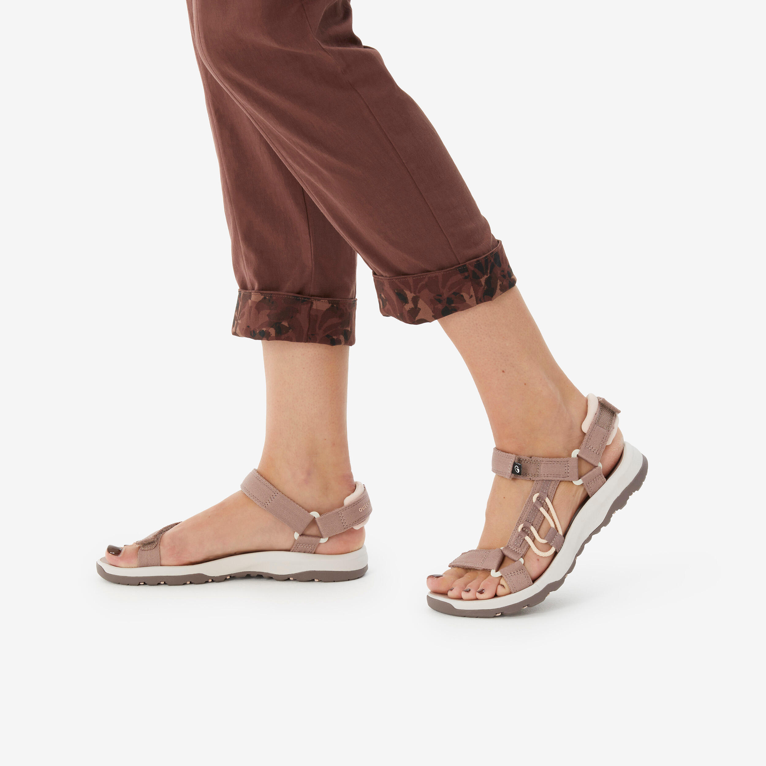 Pantalon de randonnée en lin femme, NH500 marron 7/7