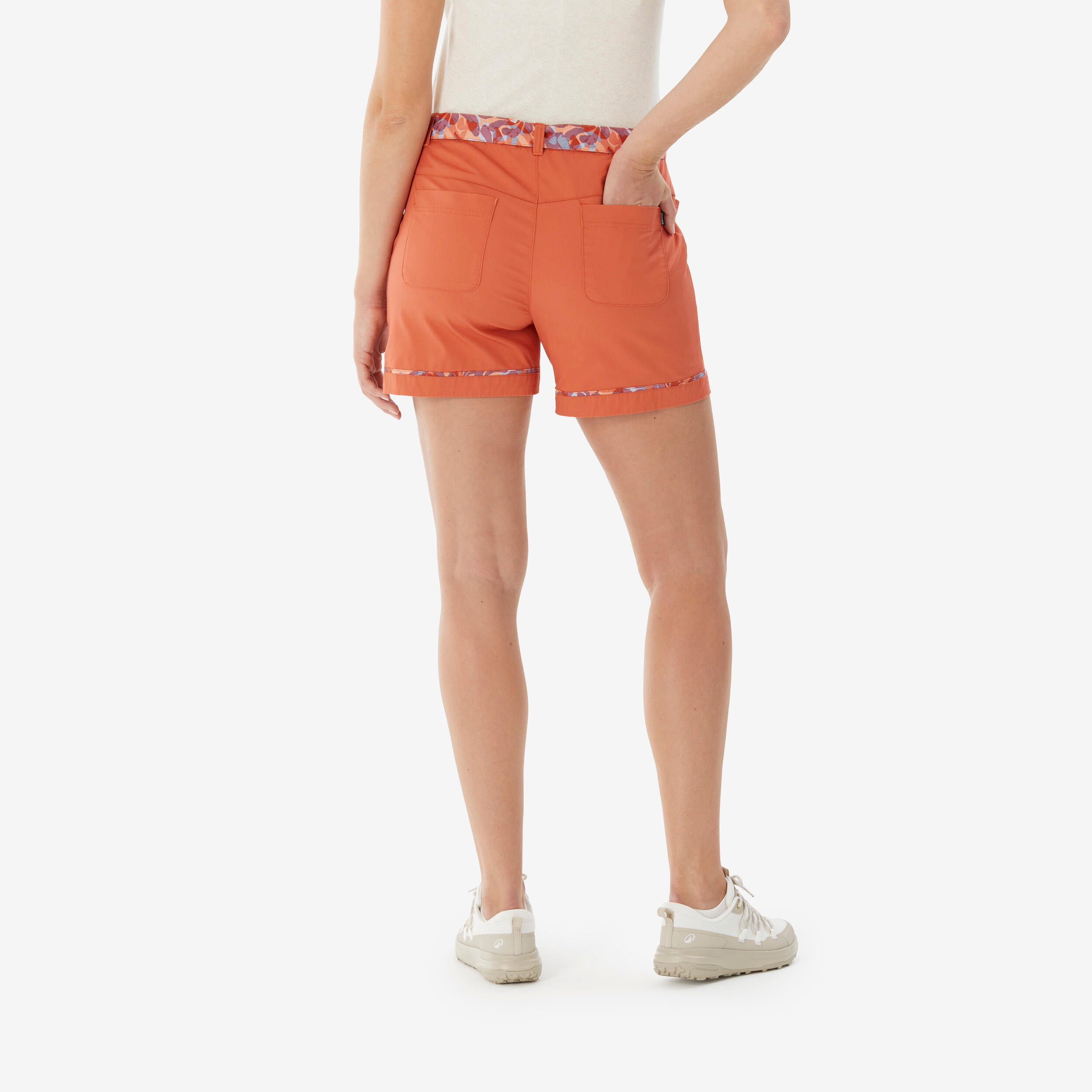 Pantalón corto de senderismo 6 bolsillos mujer, NH500 naranja  3/6