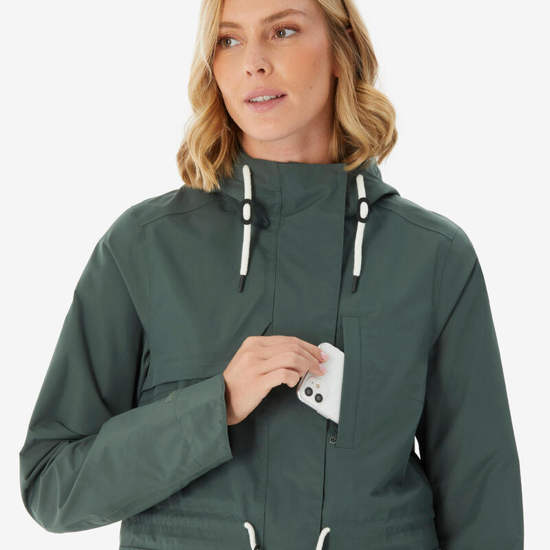 Geacă parka impermeabilă drumeție NH500 verde damă