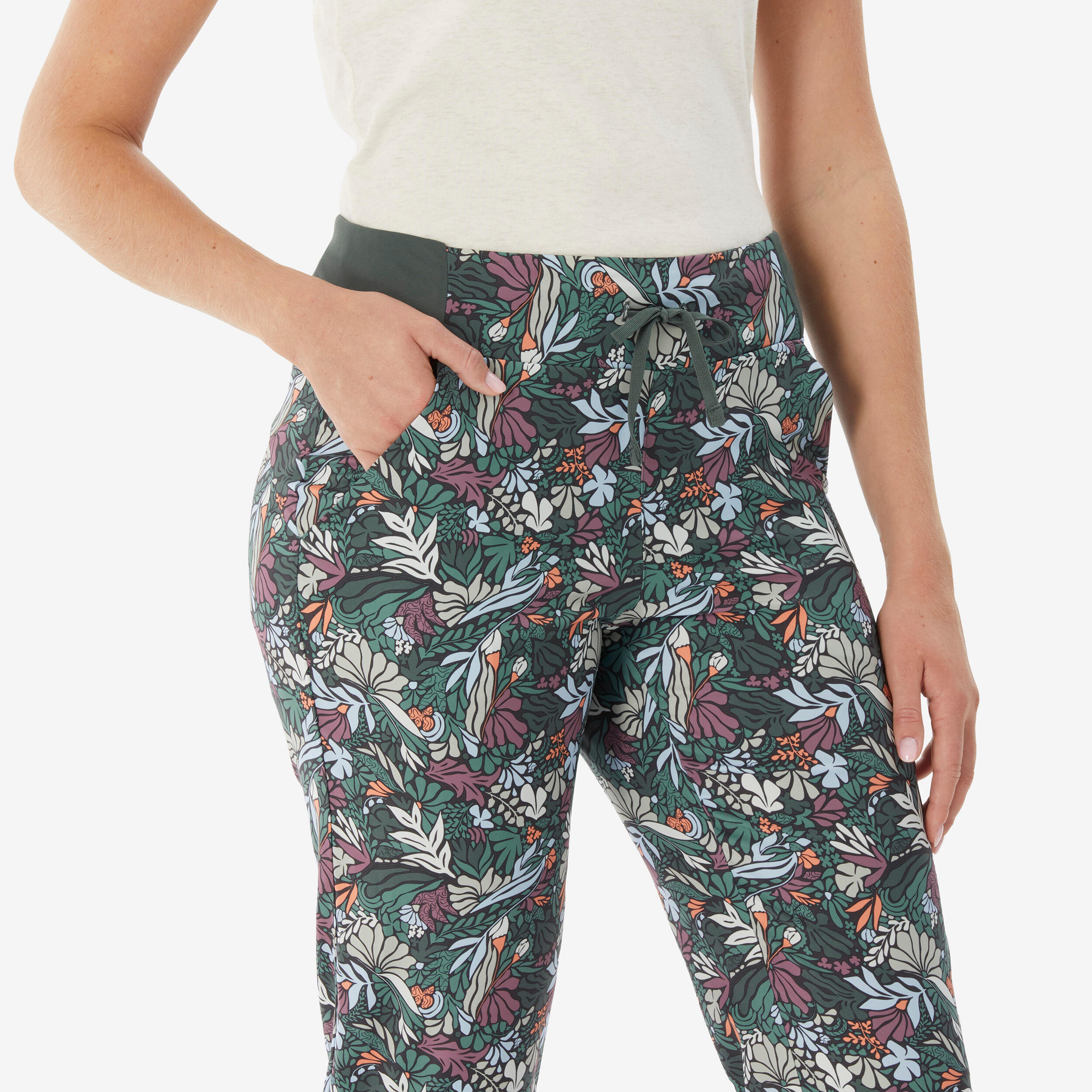 Pantalon de randonnée femme, NH100 vert 4/5
