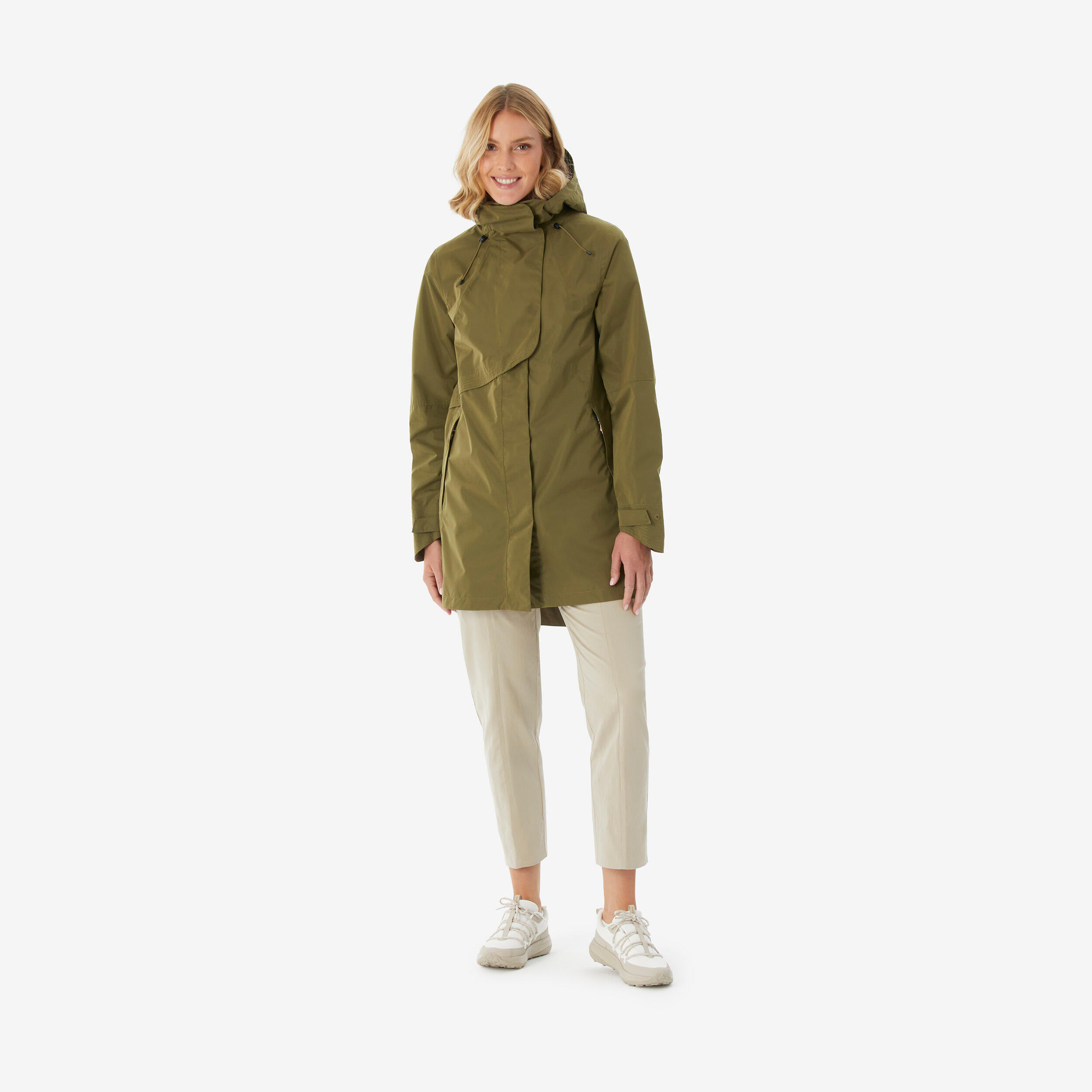 Veste longue imperméable femme, NH500 2/12