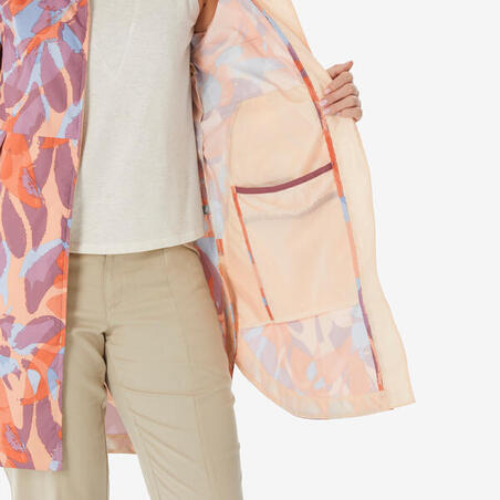 Куртка жіноча для туризму водонепроникна довга для туризму оранжева