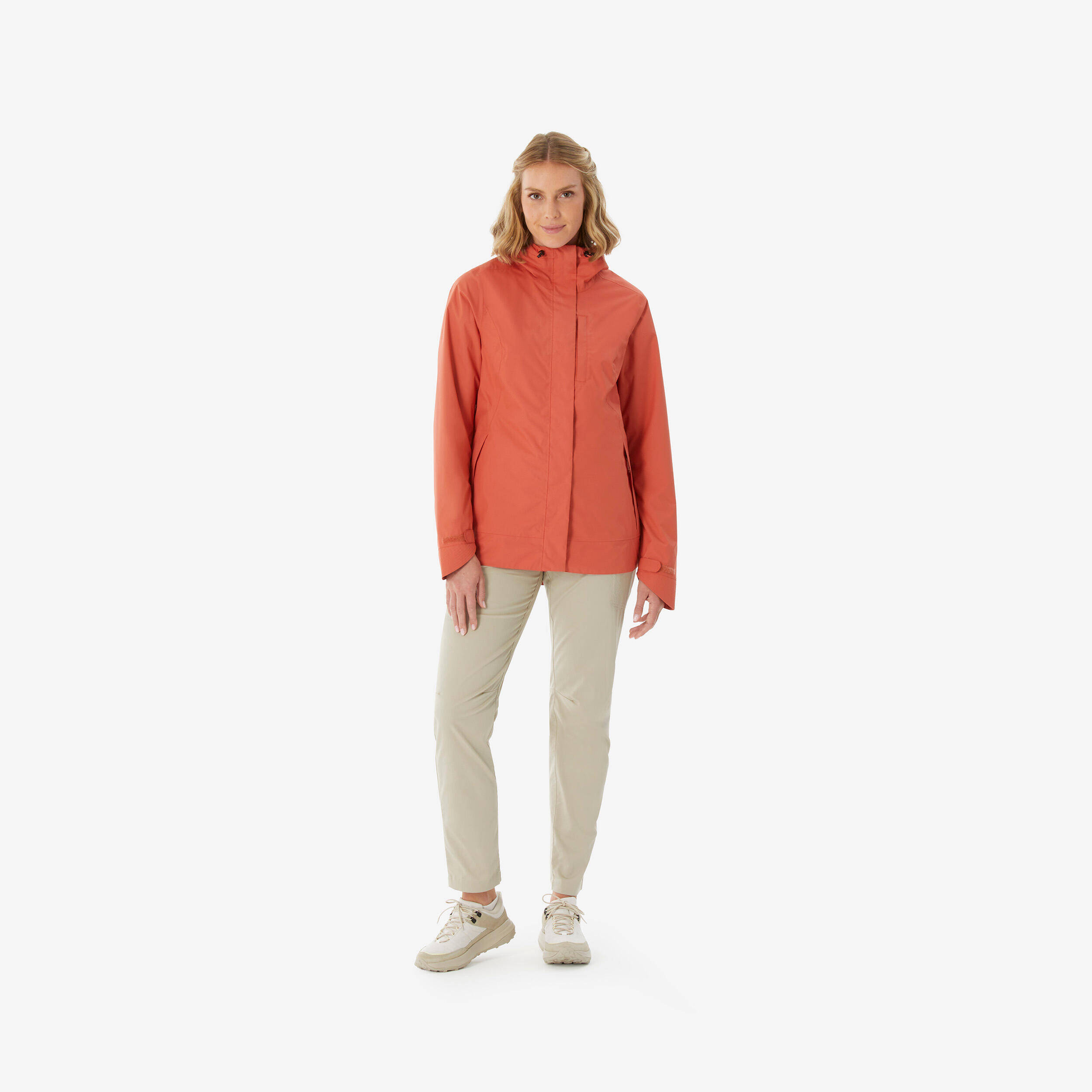 Women’s Waterproof Hiking Jacket, NH500 - Orange -  2