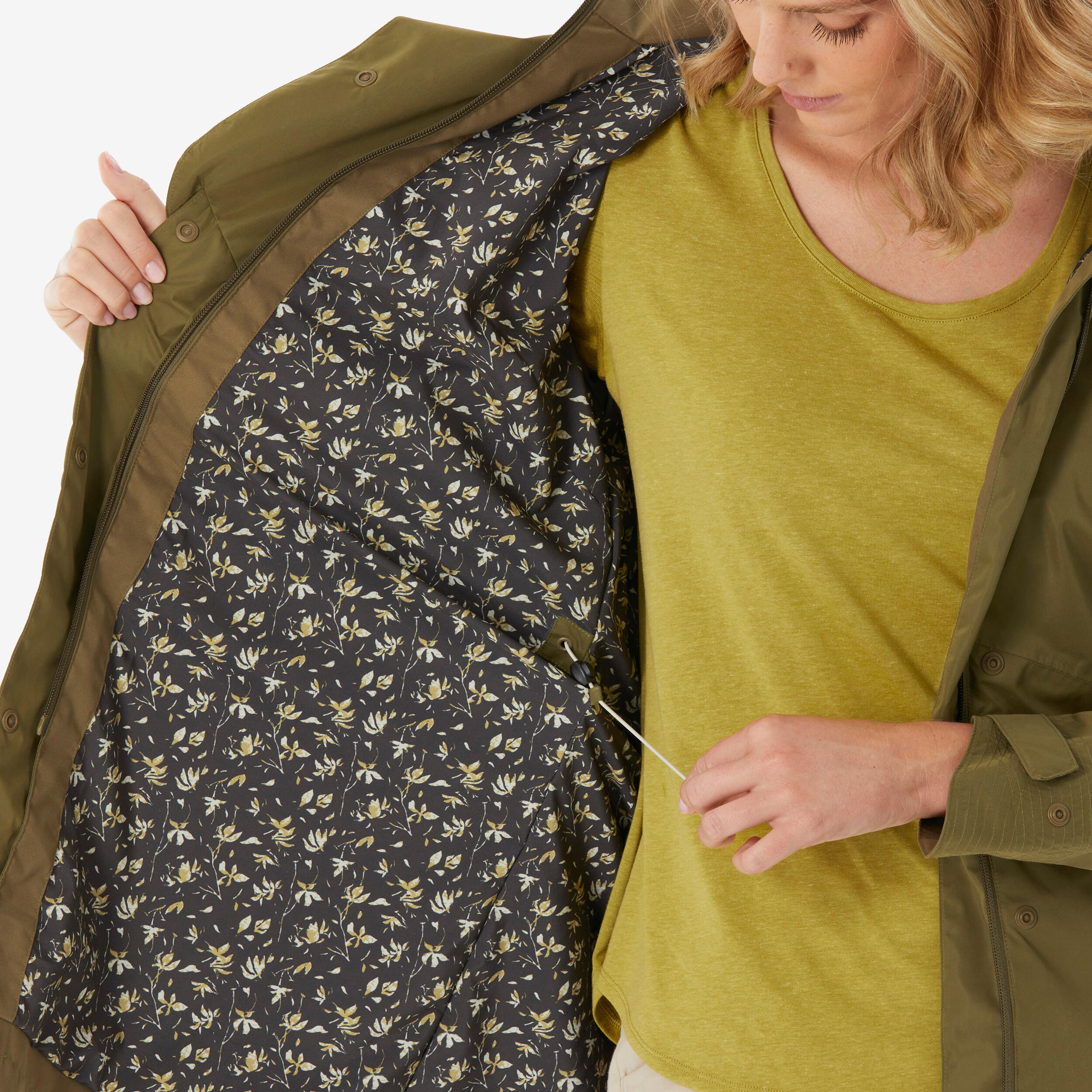 Veste longue imperméable femme, NH500 10/12