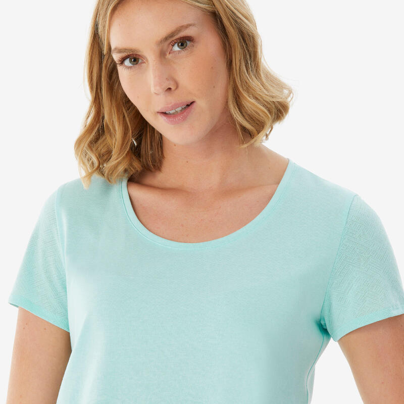 Tricou de drumeție NH500 albastru damă