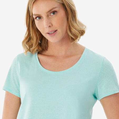 Футболка жіноча NH500 для туризму блакитна