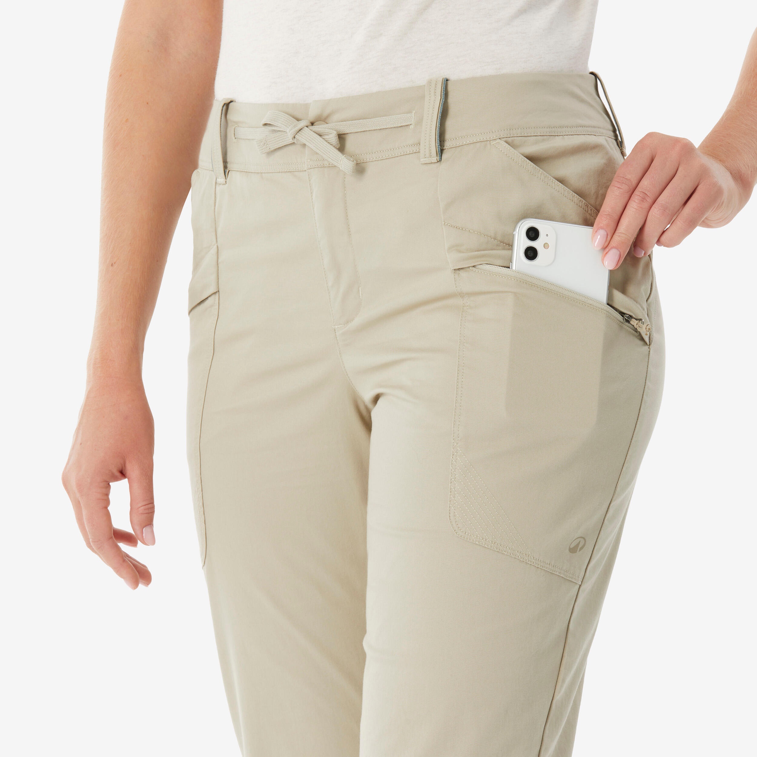 Pantalon de randonnée femme, NH500 Regular beige 4/5